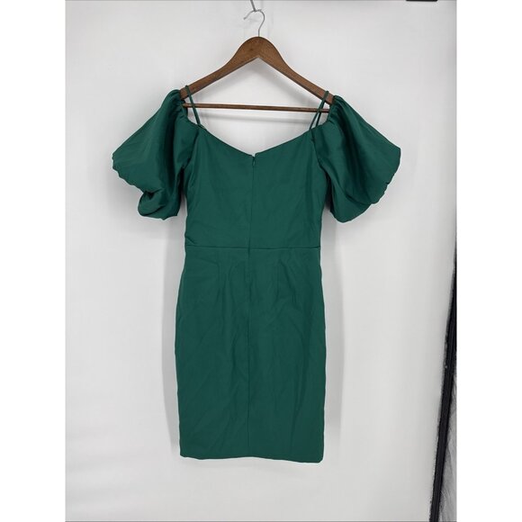 Betsy & Adam Women's Size 4 Green Off Shoulder Balloon Sleeve Cocktail Dress NWT - Picture 8 of 11